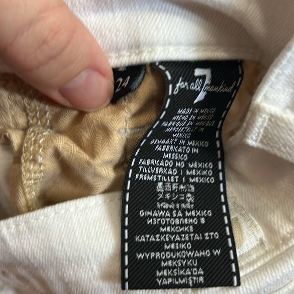 [7FAMK]  White Skinny Ankle Jeans  - Size 24 - Picture 5 of 8